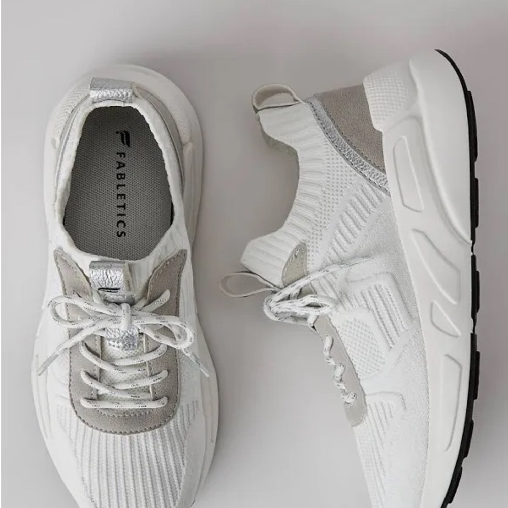 Fabletics White and Gray Athletic Shoes with Modern Design Everyday